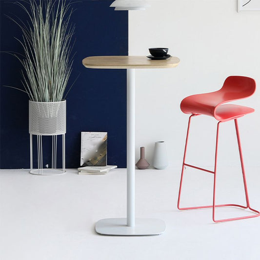 Tavolo da vino a barre quadrata tavolo da cocktail altezza in legno con piedistallo in metallo