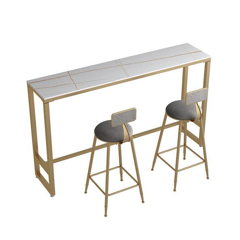Mesa de comedor de barra rectangular de piedra con base de caballete