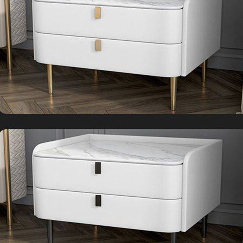 2 laden Glam Accent Table nachtkastje Antiek afwerking Nachtstand