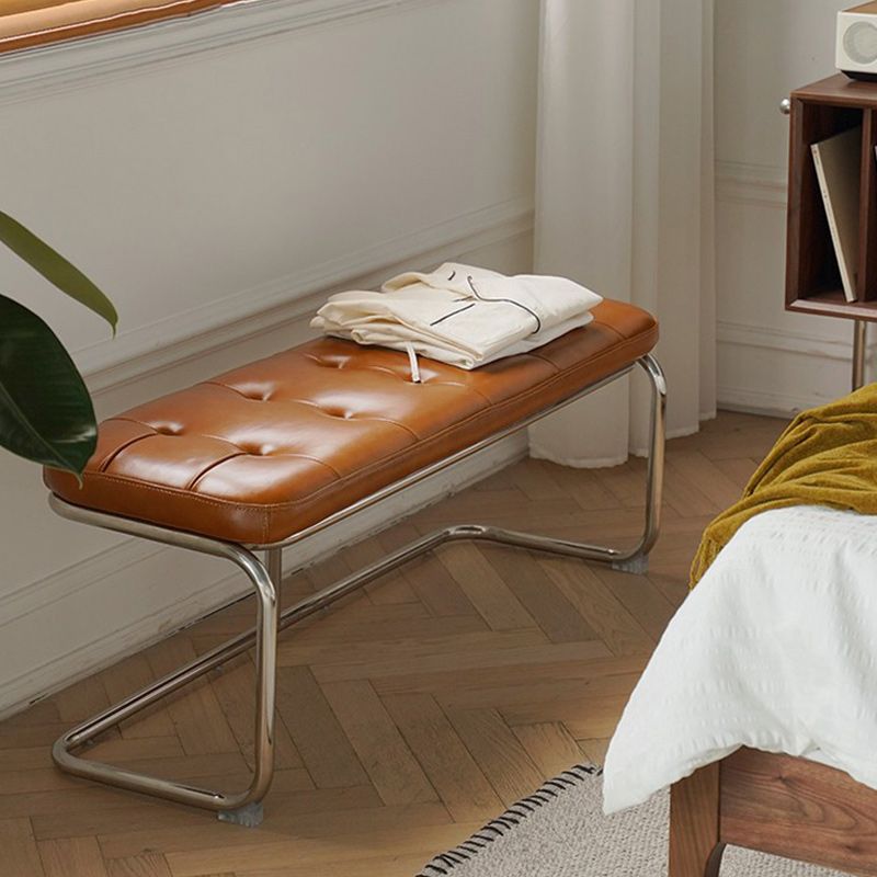 Industrial Rectangle Tufted Bench Faux Leather Bench for Living Room Clearhalo 'Benches' 'Chairs & Seating' 'furn' 'furn_benches' 'Furniture' 'Living Room Furniture' 1200x1200_d575cf7e-1339-41f8-9456-64c572b54316