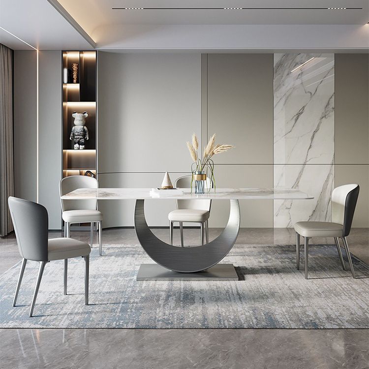 Contemporary Rectangle Dining Table Set Sintered Stone 1/4/7/8 Pieces Dining Set Clearhalo 'Dining Room Sets' 'Dining Tables & Seating' 'dining_room_set' 'furn' 'furn_dining_room_set' 'Furniture' 'Kitchen & Dining Furniture' 1200x1200_d5766aa6-674b-4a9a-8a78-85b8a6e9598f