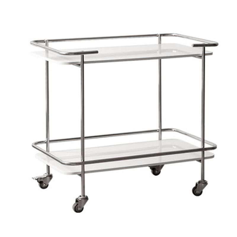 Mesa final de vidrio contemporánea con estante de ruedas incluye 25.6 "W Mesa auxiliar