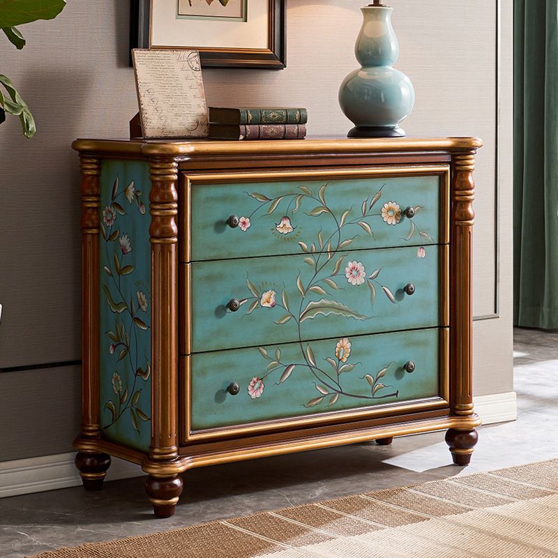 Commode de rangement en bois de commode traditionnelle ornée avec tiroirs pour chambre à coucher