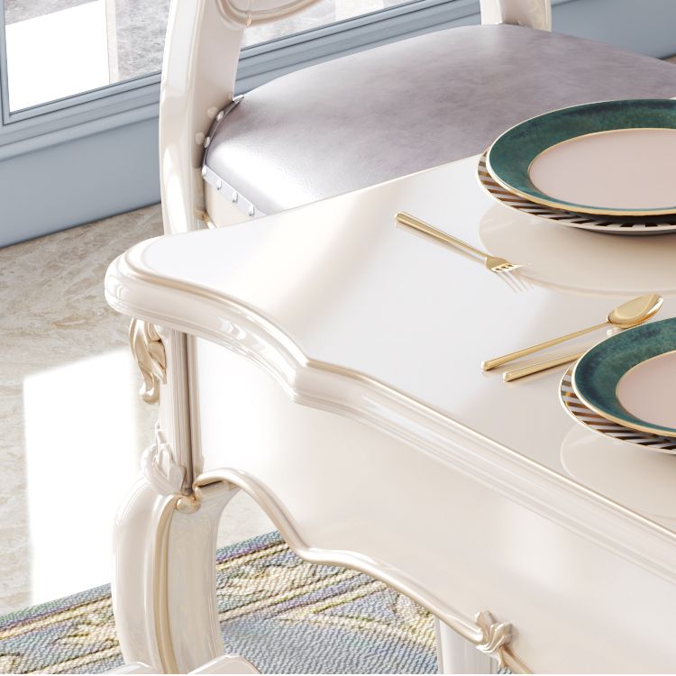 Rectangle Shape White Tone Dining Table Victoria 4 Legs Table for Dining Room Clearhalo ' dining_table' 'Dining Tables & Seating' 'Dining Tables' 'furn' 'furn_dining_table' 'Furniture' 'furniture_dining_table' 'Kitchen & Dining Furniture' 'kitchen&dining_furn' 'kitchen' 'kitchen_dining_table' 1200x1200_d578d5e7-892a-4f87-9039-3abffcc55d5e