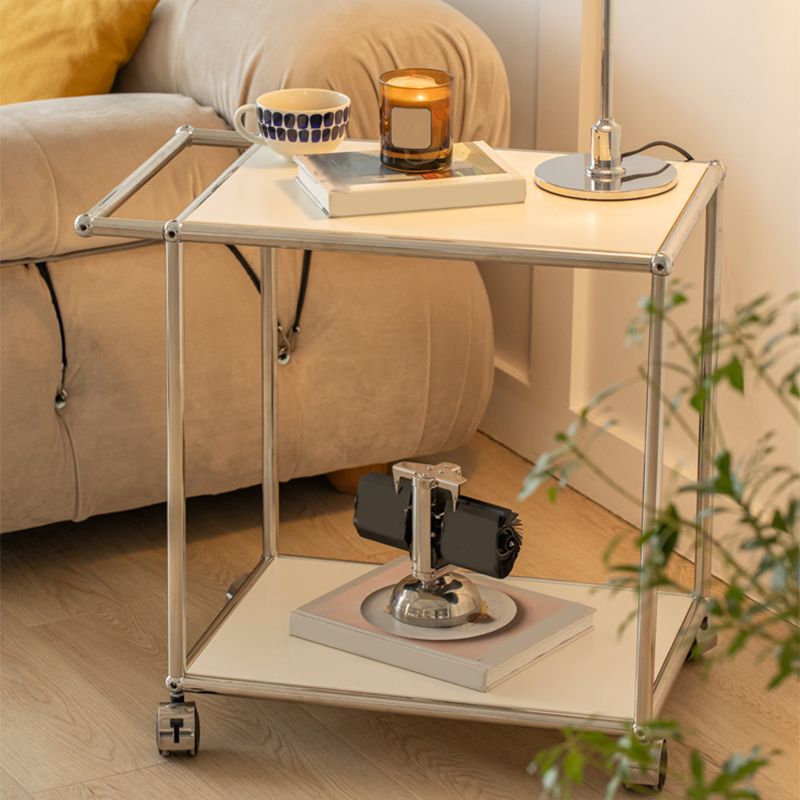 Mesa de extremo rectangular simple contemporánea con ruedas de casa de 1 estante 23.2 "de altura