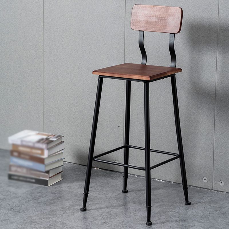 Industrial Style Ironwork Barstool Solid Wood Seat Bar High Chair with Backrest Clearhalo 'Bar Furniture' 'Bar Stools' 'bar_stools' 'furn' 'furn_bar_stools' 'furniture_bar_stools' 'Kitchen & Dining Furniture' 'kitchen&dining_furn' 'kitchen' 'kitchen_furn' Furniture' 1200x1200_d579376e-9695-4eb8-aa5b-6e8037ce5dfd