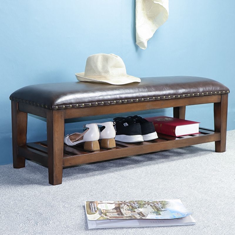 Traditional Brown Entryway Bench Upholstered Seating Bench with Legs Clearhalo 'Benches' 'Chairs & Seating' 'furn' 'furn_benches' 'Furniture' 'Living Room Furniture' 1200x1200_d57b40d8-3bf6-4f0b-98e7-288b91813369