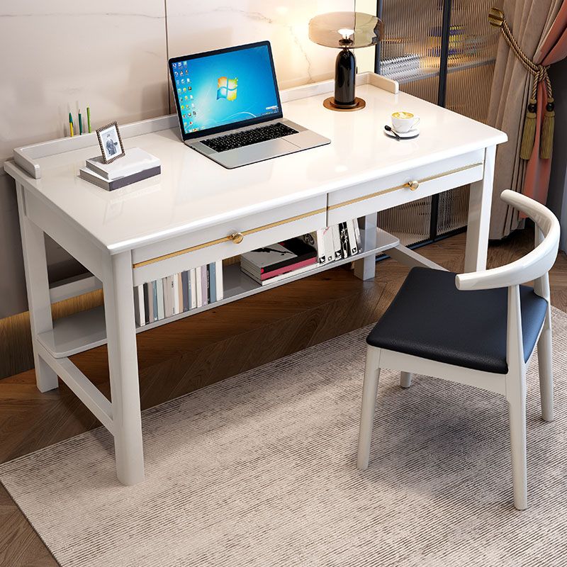 Escritorio de computadora de madera sólida estilo glamour 2 cajones 23.6 "de ancho escritorio de oficina en casa