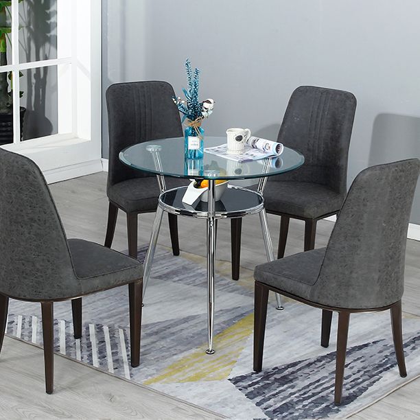 Tripod Base Dining Table Simple Glass-top Dining Table for Kitchen Home Clearhalo ' dining_table' 'Dining Tables & Seating' 'Dining Tables' 'furn' 'furn_dining_table' 'Furniture' 'furniture_dining_table' 'Kitchen & Dining Furniture' 'kitchen&dining_furn' 'kitchen' 'kitchen_dining_table' 1200x1200_d57cc845-2d6e-4591-95b5-2e65d98f4803