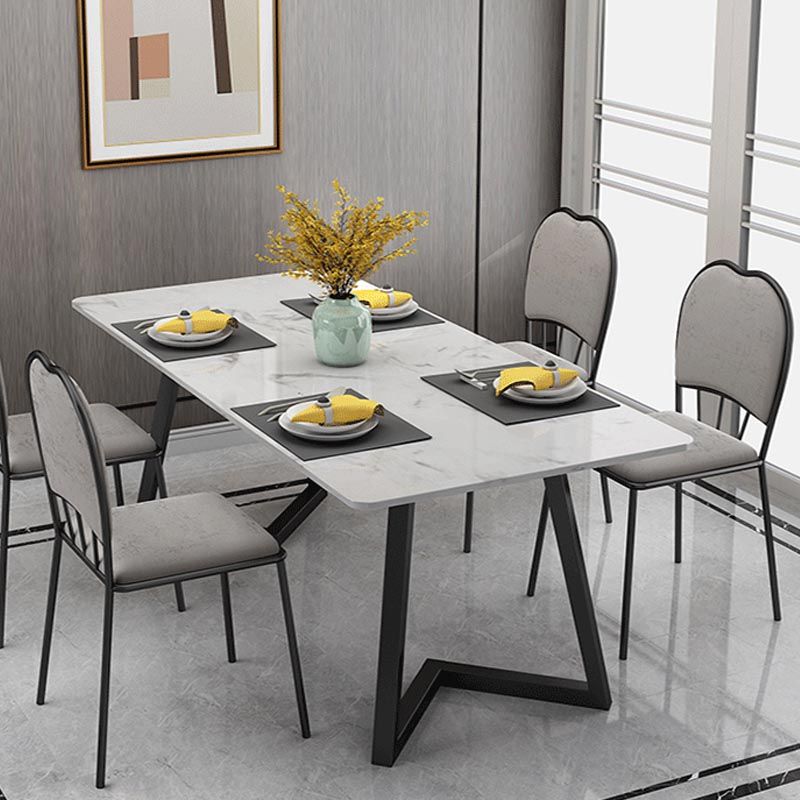 Stone Top Table Modern Rectangle Dining Table with Sled Base Clearhalo 'Dining Tables & Seating' 'Dining Tables' 'dining_table' 'furn' 'furn_dining_table' 'Furniture' 'furniture_dining_table' 'Kitchen & Dining Furniture' 'kitchen' 'kitchen_dining_table' 1200x1200_d57e193d-4892-496b-9db8-515ca995ca99