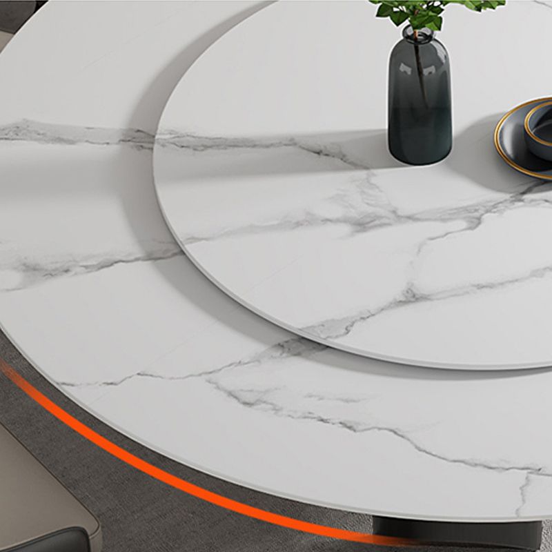 Mesa de comedor moderna con base de pedestal, mesa redonda con base de acero inoxidable