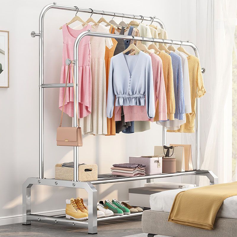 Industrielle Edelstahlhalle Hang Hängende Schienen untere Regal und 2 Haken Kleiderbügel