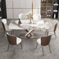 Pedestal 1/2/5/7 Pieces Dining Table Set Stainless Steel Dining Table and Chairs Clearhalo 'Dining Room Sets' 'Dining Tables & Seating' 'dining_room_set' 'furn' 'furn_dining_room_set' 'Furniture' 'furniture_dining_room_set' 'Kitchen & Dining Furniture' 'kitchen&dining_furn' 'kitchen' 1200x1200_d581a0fc-99e0-4217-9276-4f3b7e2981b7