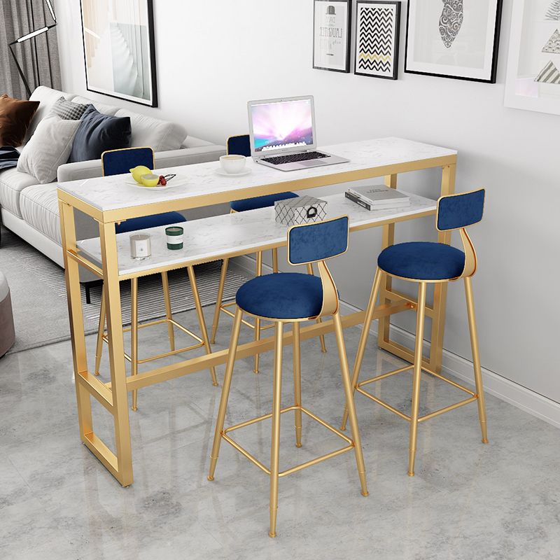 Rectangle Bistro Bar Height Cocktail Table Marble Footrest Indoor Bar Table in Gold Clearhalo 'Bar Furniture' 'Bar Tables' 'bar_tables' 'furn' 'furn_bar_tables' 'Furniture' 'furniture_bar_tables' 'Kitchen & Dining Furniture' 1200x1200_d5835f57-5ba8-4a41-af68-a3e8eaae7f2a