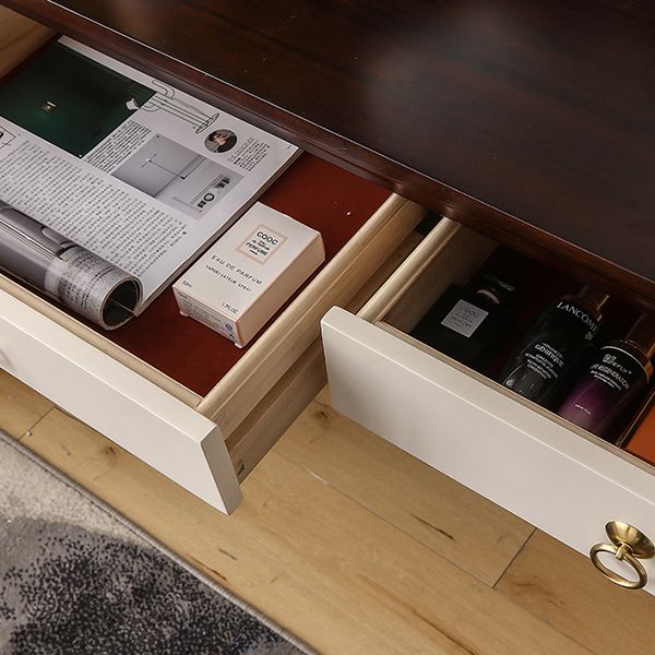 Standing Brown 2-Drawer Bedroom Solid Wood Makeup Vanity Desk Table Clearhalo 'Bedroom Furniture' 'furn' 'furn_makeup_vanities' 'Furniture' 'Makeup Vanities' 'makeup_vanities' 1200x1200_d5855aa8-d543-4b1f-83b1-1c6fae1c0002