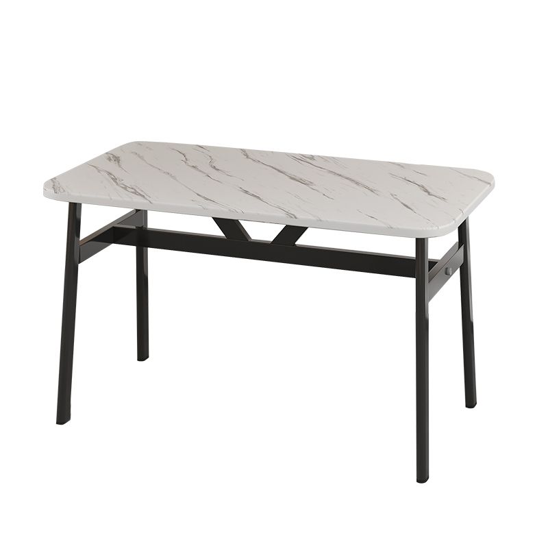 Eigentijdse witte rechthoekige houten eettafel met 4 voet