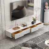 Stand de Wood TV Stand de estilo glamoroso Consola de TV de almacenamiento cerrado de color blanco con cajones