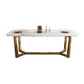 Rectangle Trestle Base Dining Table Glam Style Stone Kitchen Desk Clearhalo 'Dining Tables & Seating' 'Dining Tables' 'dining_table' 'furn' 'furn_dining_table' 'Furniture' 'Kitchen & Dining Furniture' 1200x1200_d58719b5-df34-4c4a-8266-a871499aa2df
