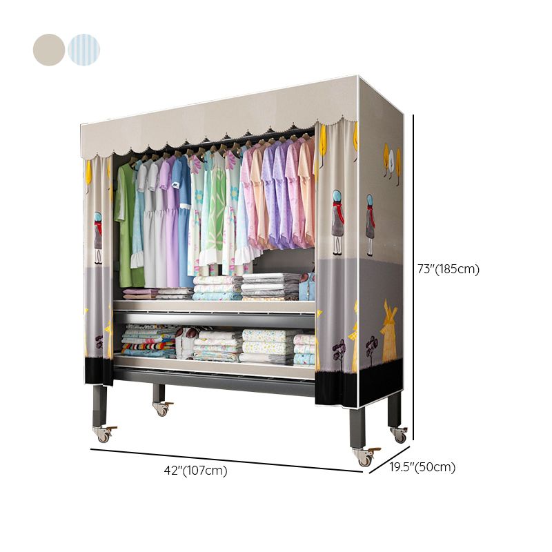 Opvouwbare vrijstaande garderobe metalen frame garderobe met casters