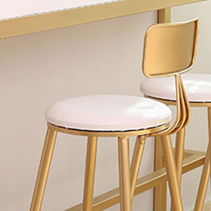 Nordic Armless Backrest Counter Stool Iron Dining Room Bar Stool with Pedal