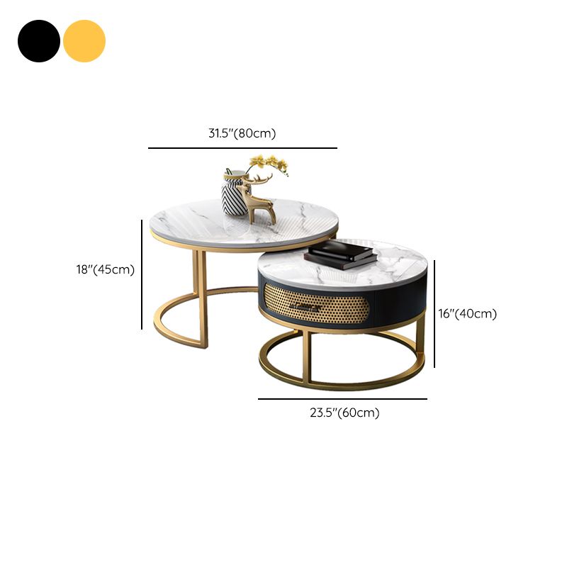 Slate Round Frame Coffee Table Nesting Modern Coffee Table Set Clearhalo 'Coffee & Accent Tables' 'Coffee Tables' 'coffee_tables' 'furn' 'furn_coffee_tables' 'Furniture' 'Living Room Furniture' 1200x1200_d58b84cf-04a3-4da3-a00f-c48384704bab