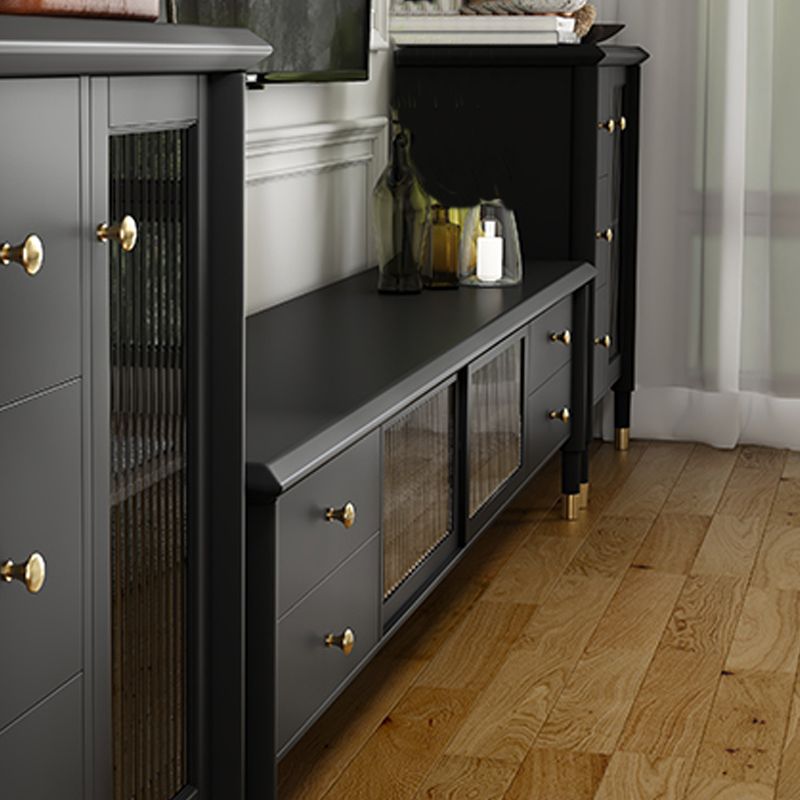 Console multimediale nera industriale 19,6 "Altezza console multimediale in legno