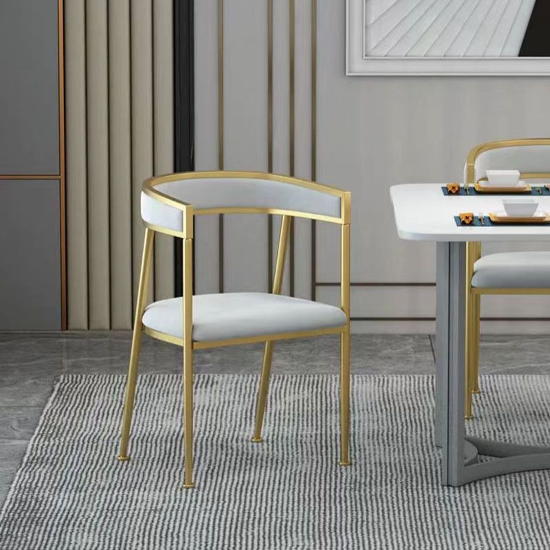 Glam Metal Arm Dining Chair Upholstered Dining Side Chair for Restaurant Use Clearhalo ' kitchen&dining_furn' 'Dining Chairs' 'Dining Tables & Seating' 'dining_chair' 'furn' 'furn_dining_chair' 'Furniture' 'furniture_dining_chair' 'Kitchen & Dining Furniture' 'kitchen' 1200x1200_d58e96f1-2cc7-4bd4-b543-a2ae49272ae1