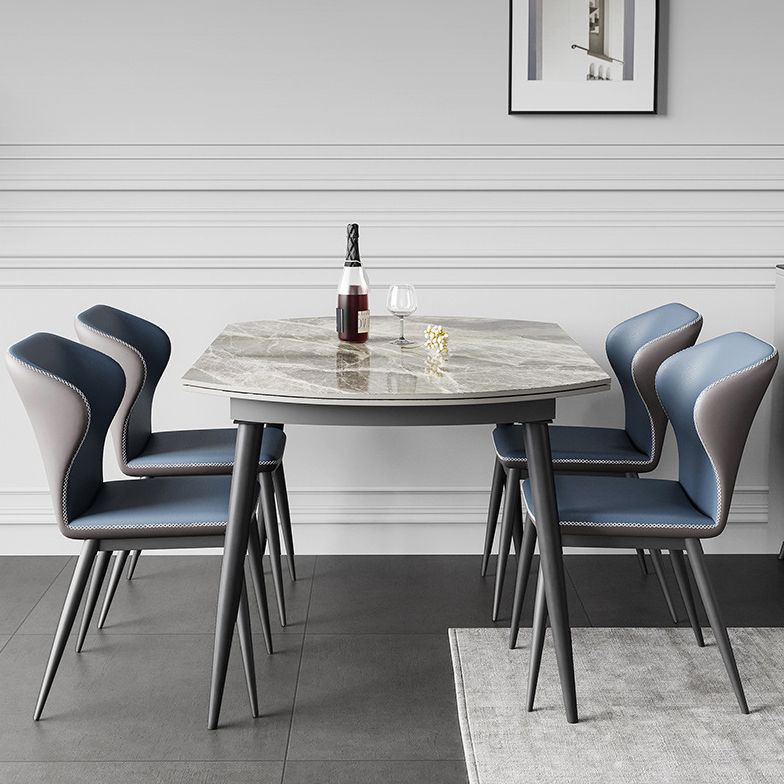 Modern Round Sintered Stone Table Standard Kitchen Dining Table in Gray Clearhalo ' dining_table' 'Dining Tables & Seating' 'Dining Tables' 'furn' 'furn_dining_table' 'Furniture' 'furniture_dining_table' 'Kitchen & Dining Furniture' 'kitchen&dining_furn' 'kitchen' 'kitchen_dining_table' 1200x1200_d58f39ab-2082-4407-bb84-4207bb76beb9