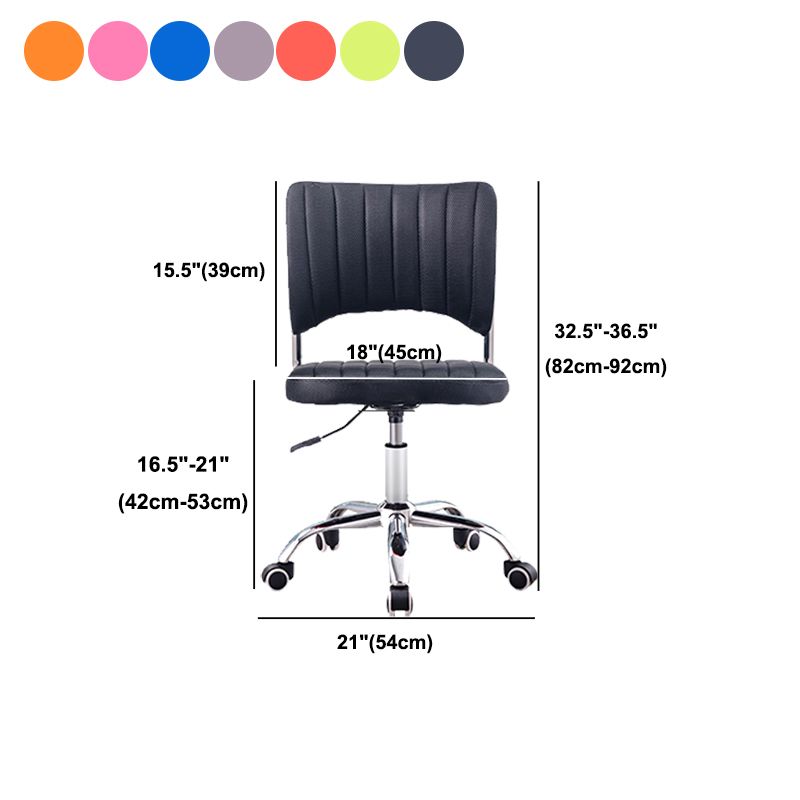 Chrome Frame Modern Office Chair Armless Desk Chair with Mid Back Clearhalo 'furn' 'furn_office_chair' 'Furniture' 'furniture_office_chair' 'Office Chairs' 'Office Furniture' 'office_chair' 1200x1200_d5903344-ecb6-4e54-9975-546dfb3b91bb