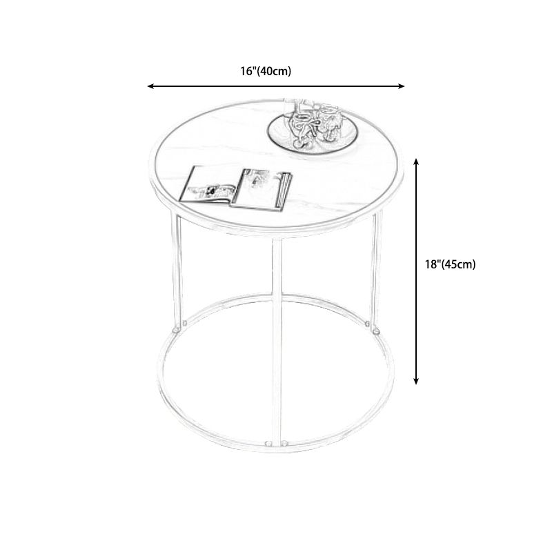 Glam Black/White Wood Side Table Stainless Steel Frame End Table