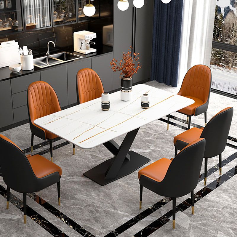Luxury Dining Room Dinner Table Stone Rectangle Pedestal Dining Table Clearhalo 'Dining Tables & Seating' 'Dining Tables' 'dining_table' 'furn' 'furn_dining_table' 'Furniture' 'Kitchen & Dining Furniture' 1200x1200_d59572b9-0569-4924-92f6-998d697ad2c9