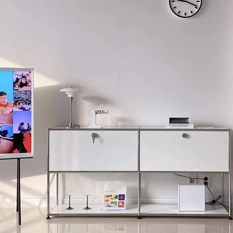 Sideboard in metallo moderno in metallo bianco sideboard da pranzo con spazio