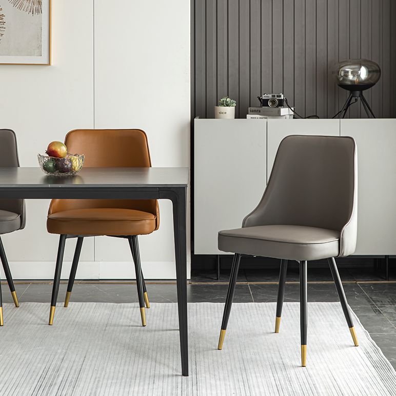 Contemporary Dining Chair Solid Back Chair with 4 Metal Legs for Home Use Clearhalo ' kitchen&dining_furn' 'Dining Chairs' 'Dining Tables & Seating' 'dining_chair' 'furn' 'furn_dining_chair' 'Furniture' 'furniture_dining_chair' 'Kitchen & Dining Furniture' 'kitchen' 1200x1200_d597520b-a66d-43ee-9c58-d6dce389991b