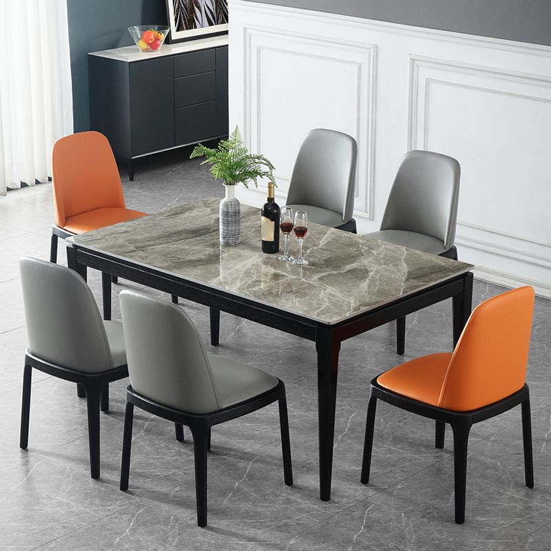 Rectangle 4 Legs Modern Dining Table Grey Tone Fixed Table of Sintered Stone Clearhalo 'Dining Tables & Seating' 'Dining Tables' 'dining_table' 'furn' 'furn_dining_table' 'Furniture' 'furniture_dining_table' 'Kitchen & Dining Furniture' 'kitchen' 'kitchen_dining_table' 1200x1200_d5995aad-7da4-4f63-a260-8f2091470f22