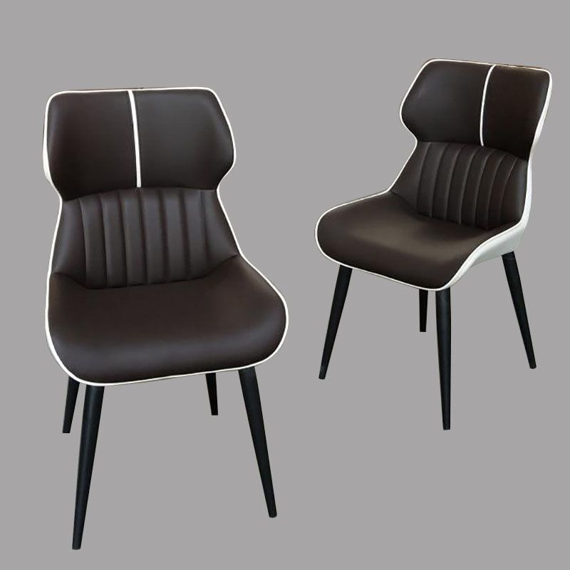 Contemporary Parsons Arm Chairs Leather Curved Dining and Accent Chairs Clearhalo ' kitchen&dining_furn' 'Dining Chairs' 'Dining Tables & Seating' 'dining_chair' 'furn' 'furn_dining_chair' 'Furniture' 'furniture_dining_chair' 'Kitchen & Dining Furniture' 'kitchen' 1200x1200_d599c5e7-1c1c-40a9-a966-4b21a656a52e