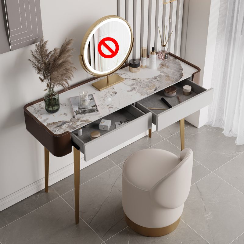 Tavolo da toeletta da toeletta da 2-cadder con trucco in pelle in pelle