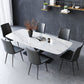 Stone Top Dining Table Rectangle Dining Table with Pedestal for Kitchen