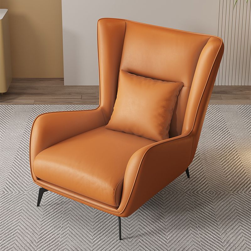 Mid-Century Modern Wingback Chair Orange Bonded Leather Wingback Chair Clearhalo 'Accent Chairs' 'accent_chairs' 'Chairs & Seating' 'furn' 'furn_accent_chairs' 'Furniture' 'Living Room Furniture' 1200x1200_d59d1eda-fd07-4ef6-8aa7-9833085db798