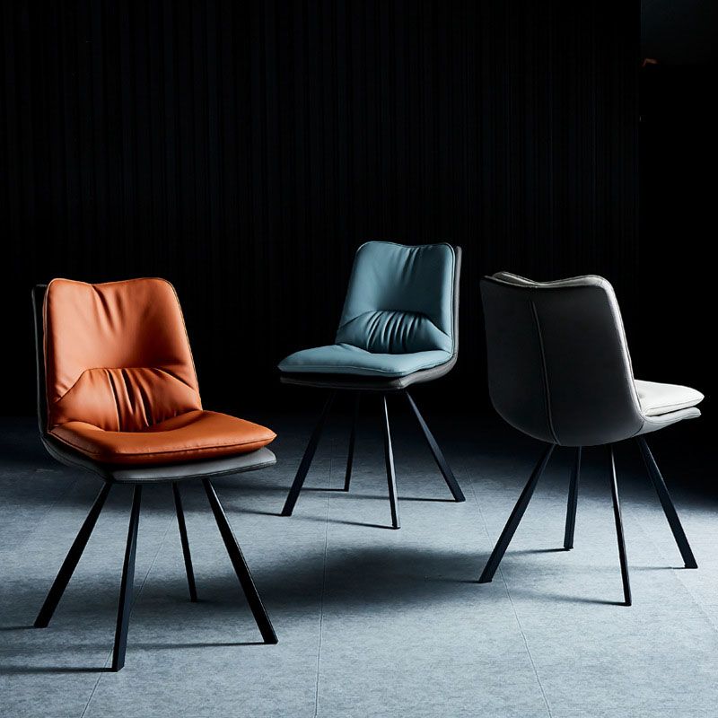 Industrial Design Armless Solid Back Chair Faux Leather Side Chair Clearhalo 'Dining Chairs' 'Dining Tables & Seating' 'dining_chair' 'furn' 'furn_dining_chair' 'Furniture' 'furniture_dining_chair' 'Kitchen & Dining Furniture' 1200x1200_d59e0593-5a32-43c8-8a30-010ef1d60d71