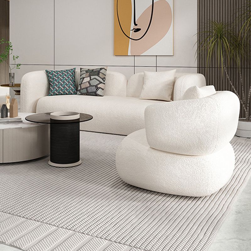 Sofa courbe du bras de smoking avec oreillers canapé en tissu blanc moderne