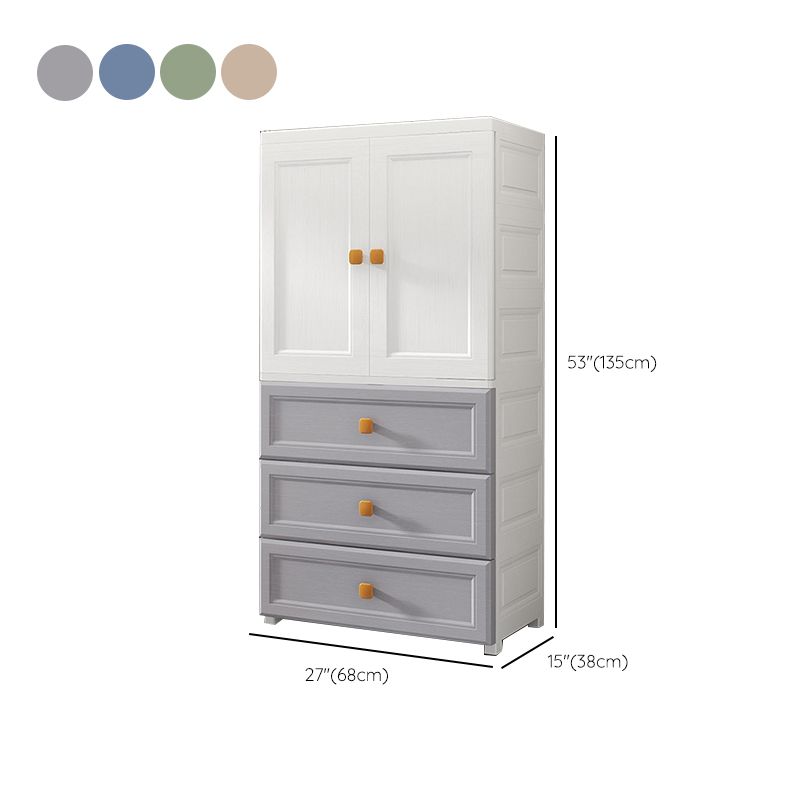 Bedroom Plastic Cabinet with Hinged Doors Matte Finish Modern Storage Cabinet