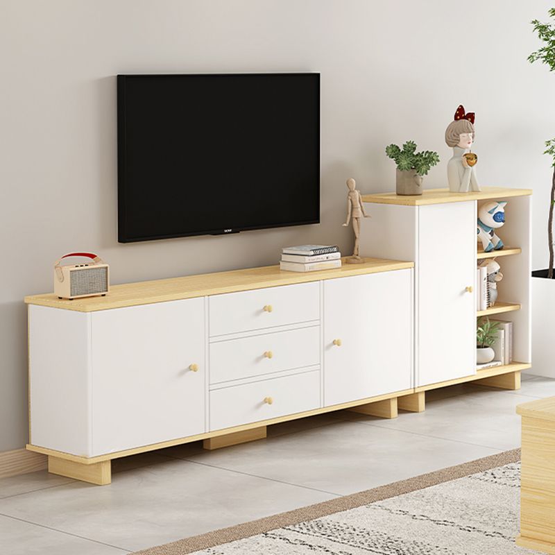 Consola de TV de 2 puertas de estilo de madera de estilo escandinavo con almacenamiento