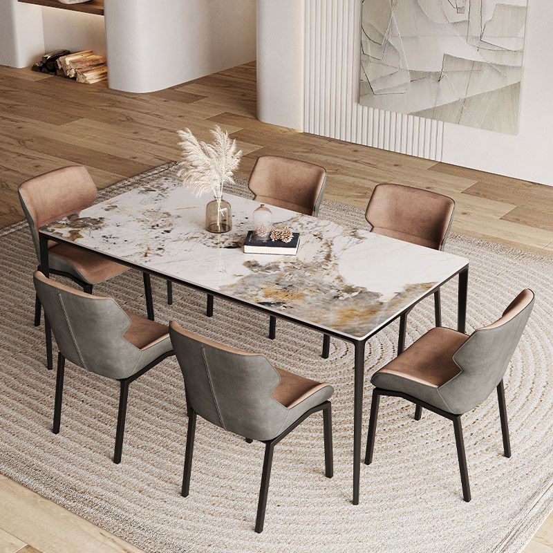 Designer Style Rectangle Sintered Stone Dining Set 1/2/5/7 Pieces Dining Table with Chairs Clearhalo 'Dining Room Sets' 'Dining Tables & Seating' 'dining_room_set' 'furn' 'furn_dining_room_set' 'Furniture' 'furniture_dining_room_set' 'Kitchen & Dining Furniture' 1200x1200_d5a446de-00f1-46a7-8855-7ad3843032f8