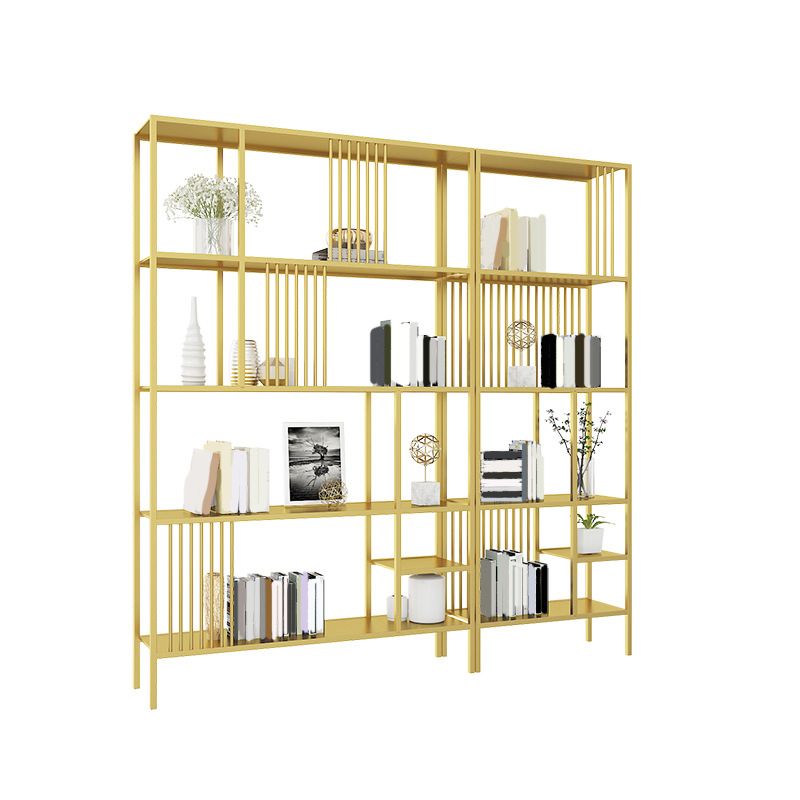 Glam Metal and Wood Shelf Bookcase Etagere Open Home Book Shelf with 5 Shelves Clearhalo 'Bookcases' 'furn' 'furn_bookcases' 'Furniture' 'Office Furniture' 1200x1200_d5a48e8f-bafe-4c69-98ff-c79bc937a00a
