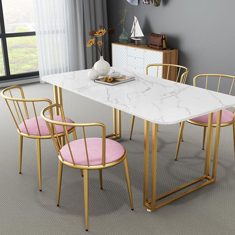 Rectangle Double Pedestal Dining Table Glam Faux Marble Table for Dining Room Clearhalo 'Dining Tables & Seating' 'Dining Tables' 'dining_table' 'furn' 'furn_dining_table' 'Furniture' 'Kitchen & Dining Furniture' 1200x1200_d5a62380-e01f-499f-be59-d3cbd20a57f0