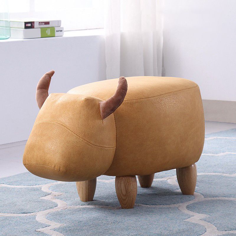 Contemporary Standard Ottoman with Upholstered Faux Leather Top Pouf Clearhalo 'furn' 'furn_ottomans_poufs' 'Furniture' 'Living Room Furniture' 'Ottomans & Poufs' 'ottomans_poufs' 1200x1200_d5a6afef-2643-4f21-b5dd-992819c626c3