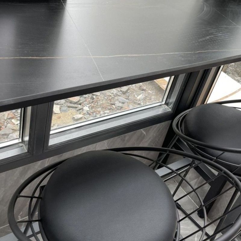 Sintered Stone Bistro Bar Table Footrest Metal Base Bar Table for Living Room
