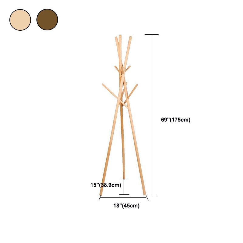 Entrada de árbol de madera KT con ganchos percha de pie independiente
