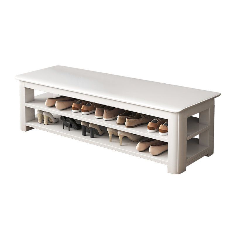 Modern Rubber Wood Bench Rectangle Home Storage Seating Bench with Shelves Clearhalo 'Benches' 'Chairs & Seating' 'furn' 'furn_benches' 'Furniture' 'Living Room Furniture' 1200x1200_d5a92ab5-cc46-46e5-8d01-caa6b6cb1b72