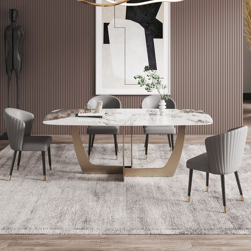 Ronde tafelset van gesinterde steen in Scandinavische stijl, 1/5/6-delige eetset